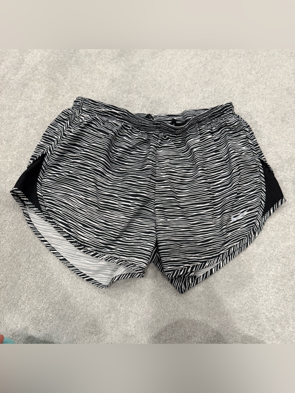 Nike Black and White Striped Athletic Shorts